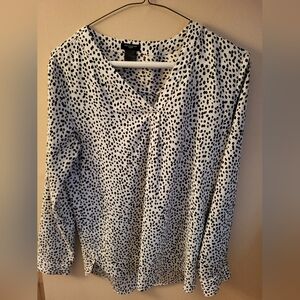 Ann Taylor Black and White Spotted Blouse